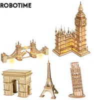 Robotime Rolife DIY 3D Tower Bridge Big Ben Famous Building Tood Puzzle Game Assembly Toy Gift for Children Teen Adult