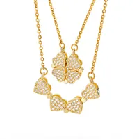 Chokers Magnetische Falten vier Blattklee Halskette für Frauen Zirkon Kristall Herz Halsketten Hochzeit koreanische Juwelier-Collier-Geschenkschreiber