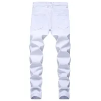 Erkekler jeans Gersri düz delik yıkım pantolon sıkıntılı erkekler denim moda tasarımcı markası beyaz jean malemen's