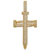 Hip Hop Jewelry Diamond Nail Cross Necklace Pendant Gold Silver Plated ICED OUT Zircon with Rope Chain217M