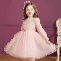 Impresión Vestido de niña infantil Vestido de primavera Nuevo estilo extranjero para niños y otoño poncho hilo princesa bebé