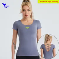 Reggiseno sportivo imbottito ad alto impatto personalizzato Women Women Short Short Fitness Shirts Gym Workout Yoga Activewear Tshirts 220609