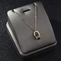 Pendant Necklaces Stainless Steel Fashion Upscale Jewelry Black Zircon D Roller Shape Charms Chain Choker Pendants For WomenPendant