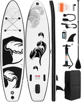 Uppblåsbar stand up paddeltavla stående surfbrädor med kompletta SUP -tillbehör svart