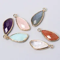 Pendant Necklaces 2pcs Quality Natural Blue Pink Labradorite Amethysts Crystal Stone Charm For Necklace Earring Jewelry Making Accessories