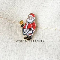 10 stks Master schort Rapel Pin Santa Masonic Christmas Badge Custom Email Metal Pins Broche Mason Mason Cartoon Xmas Men2622