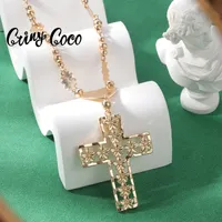 CRING COCO Big Cross Cross Jewelry Flowian Flowian Gold Bead Chain Pendants Polinesia Collar para mujeres 220715