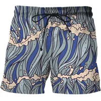 Shorts masculinos Men Wave Padrão 3D Moda de moda rápida Man Swimsuit Male Bermudian Boy Summer Summer Beach