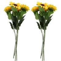 Dekoratif Çiçek Çelenkler 8 PCS Yapay Ayçiçeği Büyük Baş Uzun Kök İpek Ev El Ofis Düğün Partisi