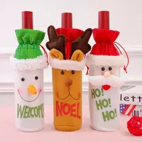 Juldekorationer för Home Santa Claus Wine Bottle Cover Snowman Stocking Gift Holders Xmas Navidad Decor Happy Year Christmas C0803X0