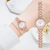 Armbanduhr Lvpai Brand Ladies Watch Diamond Armband Set Mode für Frauen Roségold Casual Quarzuhr Zegarek Damskiwristwatches
