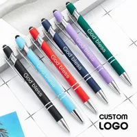2pcs Customized LOGO Capacitive Touch Screen Ballpoint Pen Metal Press Multifunctional Stylus Office School Supplies Gift Pens1