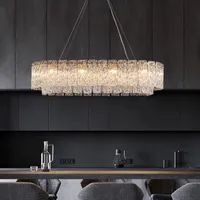 Pendants lampes postmoderne léger luxe lustre de restaurant barre de restauration longue vitre de personnalité tout chalibre en cuivre