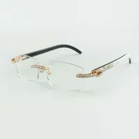 Infiniti buffs diamanti occhiali da sole cornici 3524012 con gambe naturali di corna di bufalo ibride e lente da 56 mm