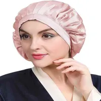 100% zijden nacht slaap cap slapen hoed 19 Momme zacht voor vrouwen haar schoonheid met verstelbare elastische lint Y220222248Q