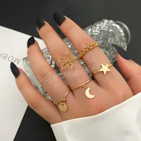 Anneaux d'or vintage 2022 Bohemian Moon Star Ring For Women Midi Finger Ring Set Wedding Bijoux de bijoux accessoires
