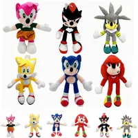 6 -stijl schattige 28 cm Hedgehog Sonic Plush Toy Animation Film en televisiespel rondom Doll Cartoon Plush Animal Toys Children's Christmas Gifts