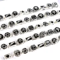 20Pcs Lot Fashion Bulk Vintage Retro Punk Gothic Antique Metal Rings Jewelry For Women Men Black Silver Plated Mix Style Party Gift Wholesale