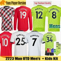 21 22 Manchester Camisa de futebol RONALDO 2021 SANCHO United Fans Player versão MAN CAVANI FERNANDES RASHFORD UTD homens kit Crianças