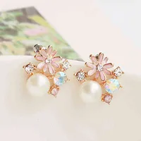 Jiofree Flower Style Women Orecchini perla Clip oro placcato su orecchini Clip auricolare Crystal senza perforare J220613 di alta qualità J220613
