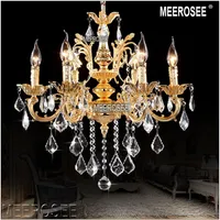 Classic Chandeliers Indoor Lighting Fixture Gold Crystal Pendant Lustre Lamps for Foyer Lobby MD8861 Clear Crystal Chandelier321j
