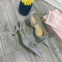Dress Shoes Glittered Pumps Crystals Embellished Bowie Evening shoes stiletto Heels sandals women heeled Luxury Designers ankle strap 4HMZ