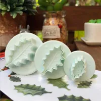 Bakeware 3 Pz / Set 3D albero di Natale foglia fogliaco biscotto taglierina fondente zucchero stampo foglie bollo antipasto torta decorazione stampo strumenti di cottura
