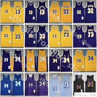 Mitchell and Ness Mens Retro Stitched Basketball 32 Johnson Dennis 73 Rodman Wilt 13 Chamberlain ellown purple konseys vintage top Quality