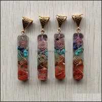 Подвесные ожерелья Retro Reiki Colorf Chakra Natural Amethysts Lapis Lazi 7 Цветов Каменные столбы подвески Charms Оптовые