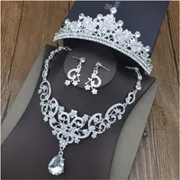 Silver Tiaras Crowns for Wedding Hair Jewelry Neceklace Earring Cheap Whole Fashion Girls Evening Prom Party Dresses Accessori222k