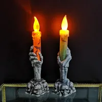 Luces LED de Halloween Horror Calavera Ghost sosteniendo la lámpara de velas Decoración de la fiesta Happy Holloween para el hogar adornados