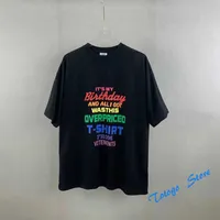 Casual oversized Vetements Tee Men Women Rainbow Letters Print Vetements T-Shirt Borduurwerk VTM Korte mouw