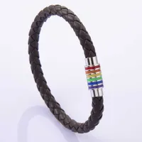 Hot selling gay woven leather bracket rainbow colorful fashion magnetic buckle jewelry