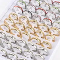 20pcs/lote moda a￧o inoxid￡vel de casamento an￩is de diamante para homens mulheres requintadas cor de prata dourada simples tend￪ncias de j￳ias de j￳ias de festas presentes