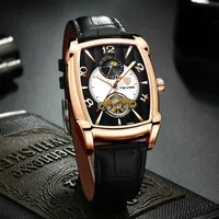 2019 Tevise Mens Watches Moon Phase Tourbillon Mechanical Watch Men Leather Luminous Sport Wristwatch Relogio Masculino279J