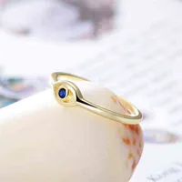 Blue Sapphire CZ Evil Eyes Ring 14k Gold verguld in solide 925 Sterling Silver Women's Engagement Wedding Sieraden voor Gift3082