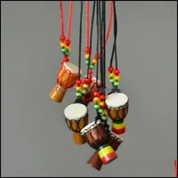 Collane a ciondolo Mini batterista jambe in vendita djembe a percussione strumento musicale collana africana gocce di batteria africana afrum afrum afrum afrum afrum afrum dhgirlssshop dhhy9