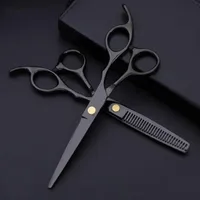Costway Professional 440 Steel 6 Int Black Hair Scissors مجموعة قطع حلاقة صالون قصات الشعر بقص مقص مصفف الشعر 284T
