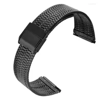 Watch Bands Black Band 20mm 22mm Stainless Steel Watches Strap Bracelet Hook Clasp Replacement Deli22