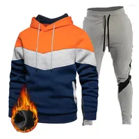 MEN MAWN TRACKSUITS 2022 Boutique Stitching Disual Wear Street Street Roaded Guit Suit Suit Autumn and Winter Fleece Jacket 2 Pants 2
