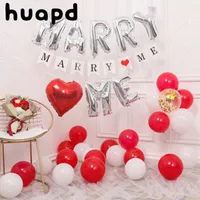 1Set Rose Gold Silver Marry Me Letter Foil Balloons for Valentine s Day Engagement Wedding Party Dersor