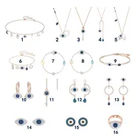 Shi Jiahua Luoshiqi Crystal Element Devil's Eye Set tornado Necklace Female Bracelet Earring Ring Key Clavicle Chain statement necklaces