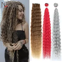Nature Loose Deep Wave Hair Bundles 28-32 tum Högtemperatur Fiber Röd Super Long Hair Synthetic Kinky Curly Hair Extensions 220622