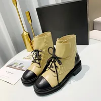 top quality Boots Luxurious Designer Boot For Woman Martin Ankle Platform Heel Real Leather Chain Buckle Lace-up Black White Khaki Women Booties Winter