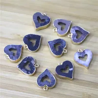 Подвесные ожерелья натуральные агаты в форме сердца Druzy Diy для изготовления ювелирных ожерелья подарки