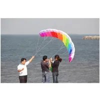 2M Power Dual Line Stunt Parafoil Power Sport Kite Parachute Rainbow Nice Beach Kite con 2pcs 30m de alta calidad Nylon Flying Lines3033