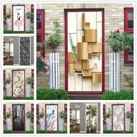 Outros adesivos decorativos Blocks 3D Papel de parede para porta DIY Poster impermeável Casco e portas de palca de renovação Decalques murais da parede Porte Porte
