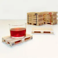 4pcs الكامل/الوقايات مجموعة Crate Cup Pallet Mug Mug Mat Cute Wood Retro Holder Cute Mini Wooden Pallet Coasters1307B