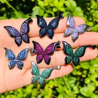 Charms 5pcs Butterfly Pendant Charm For Women Bracelet Necklace Making Multicolor Bling Cubic Zirconia Pave DIY Keychain Jewelry SupplyCharm