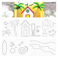 Narzędzia rzemieślnicze drzewa kokosowe domy na plaży metalowe matryce do scrapbookingu papierowe ręcznie robionowe kartę dziurka